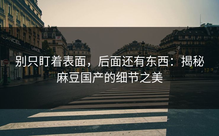 别只盯着表面，后面还有东西：揭秘麻豆国产的细节之美